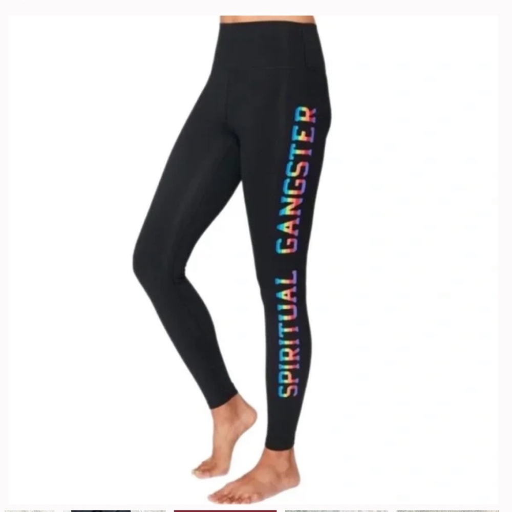 NWOT - SPIRITUAL GANGSTER | VARSITY HIGH WAISTED RAINBOW LOGO LEGGINGS - Picture 2 of 8
